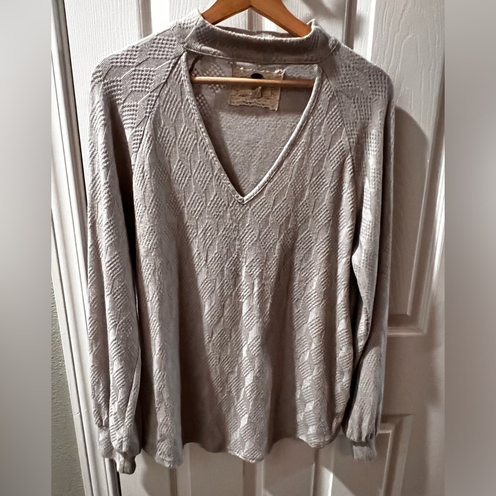Light Gray Keyhole Sweater